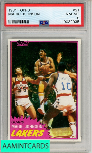 1981 TOPPS MAGIC JOHNSON #21 PSA 8 NM-MT 119032035