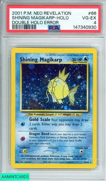 2001 POKEMON NEO REVELATION SHINING MAGIKARP-HOLO #66 DBL HOLO ERROR PSA 4 VG-EX 147340930