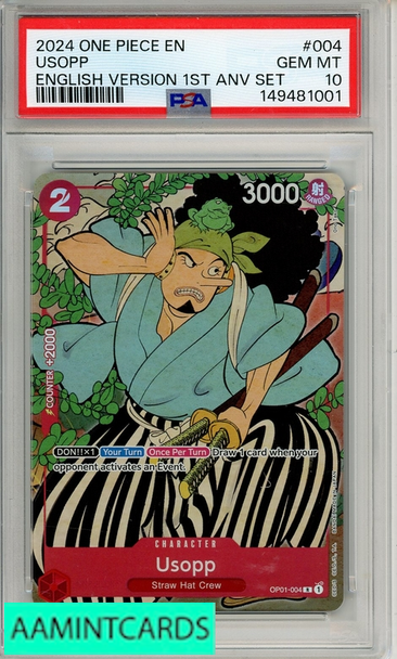 2024 ONE PIECE ENGLISH VERSION 1ST ANNIVERSARY SET USOPP #004 PSA 10 GEM MT 149481001