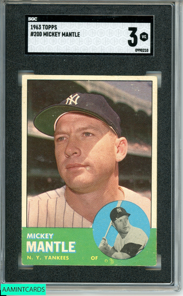 1963 TOPPS MICKEY MANTLE #200 NEW YORK YANKEES HOF SGC 3 VERY GOOD 0990210