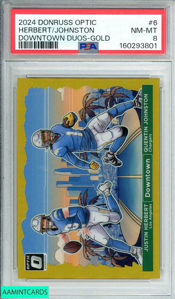2024 PANINI DONRUSS OPTIC HERBERT JOHNSTON #6 DWNTWN DUOS-GOLD OF 10 PSA 8 NM-MT 160293801