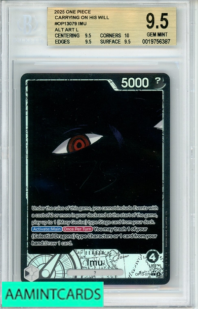 2025 ONE PIECE CARRYING ON HIS WILL IMU #OP13079 ALT ART L BGS 9.5 0019756387