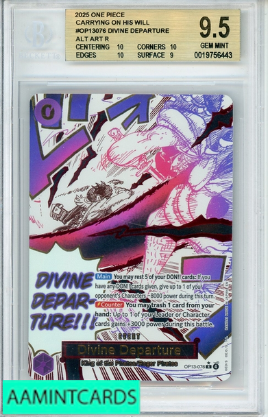 2025 ONE PIECE CARRYING ON HIS WILL DEVINE DEPARTURE #OP13076 ALT ART R BGS 9.5 0019756443