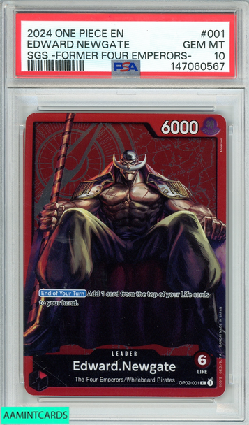 2024 ONE PIECE EN EDWARD NEWGATE #001 SGS -FORMER FOUR EMPERORS- PSA 10 GEM MT 147060567