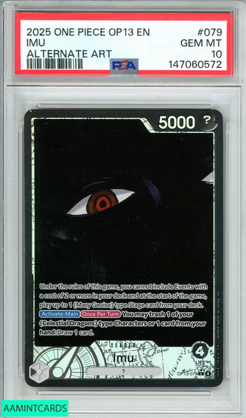 2025 ONE PIECE OP13-CARRYING ON HIS WILL IMU #079 ALTERNATE ART PSA 10 GEM MT 147060572