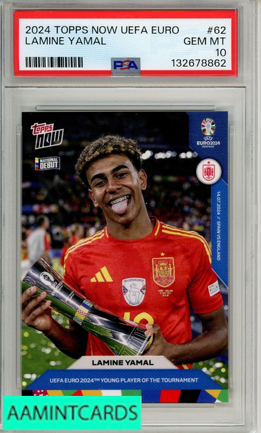 2024 TOPPS NOW UEFA EURO LAMINE YAMAL #62 PSA 10 GEM MT 132678862