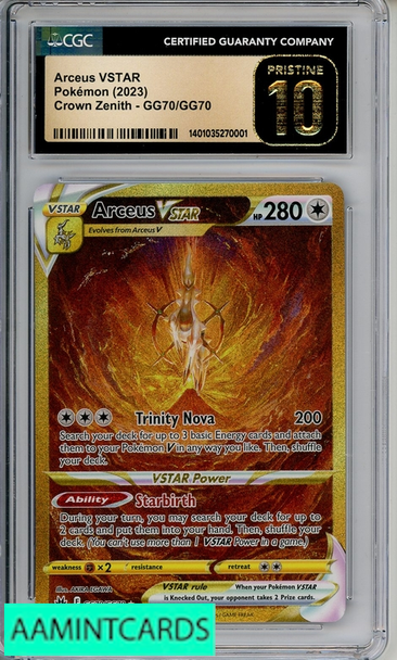 2023 POKEMON CROWN ZENITH ARCEUS VSTAR #GG70 CGC 10 PRISTINE 140103527001