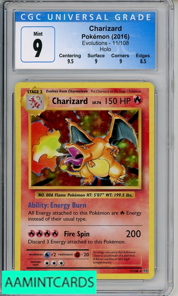 2016 POKEMON EVOLUTIONS CHARIZARD #11 HOLO CGC 9 MINT 3848317227