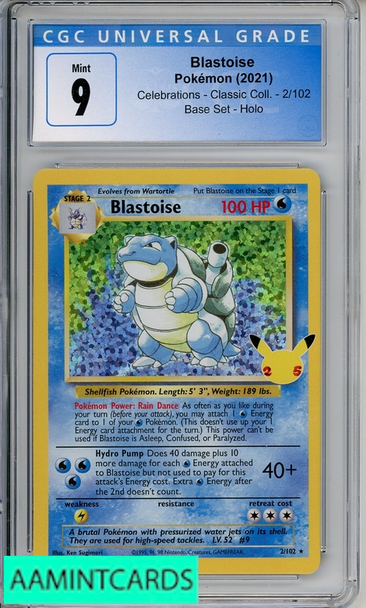 2021 POKEMON CELEBRATIONS CLASSIC COLL BASE SET HOLO BLASTOISE #2 CGC 9 4024690012