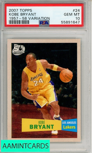 2007 TOPPS KOBE BRYANT #24 1957-58 VARIATION PSA 10 GEM MT 55891647