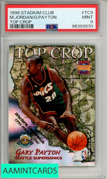 1996 STADIUM CLUB TOP CROP M JORDAN G PAYTON #TC9 TOP CROP PSA 9 MINT 96393970