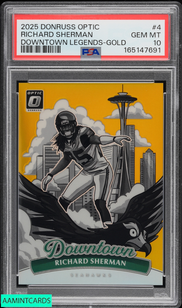 2025 PANINI DONRUSS OPTIC DOWNTOWN LEGEND RICHARD SHERMAN #4 GOLD 7 OF 10 PSA 10 165147691