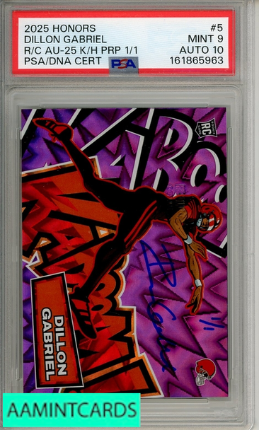 2025 PANINI HONORS KABOOM! DILLON GABRIEL #5 PURPLE 1 OF 1 PSA 9 AUTO 10 RC 161865963