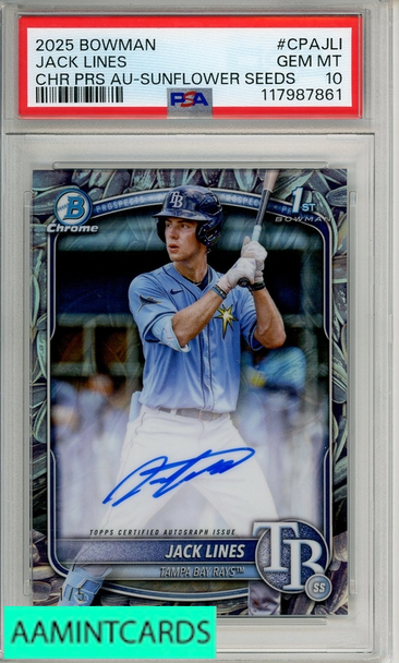 2025 BOWMAN CHROME PROSPECT AUTOS JACK LINES #CPAJLI SUNFLOWER 1 OF 5 PSA 10 117987861