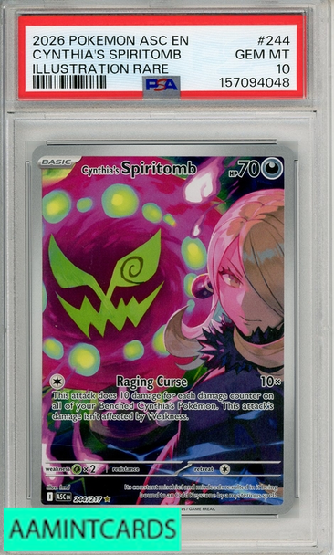 2026 POKEMON ASC EN-ASCENDED HEROES CYNTHIAS SPIRITOMB #244 ILL RARE PSA 10 157094048