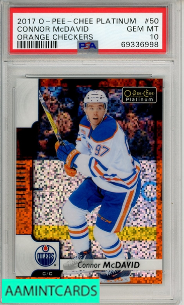 2017 O-PEE-CHEE PLATINUM CONNOR MCDAVID #50 ORANGE CHECKERS PSA 10 GEM MT 69336998