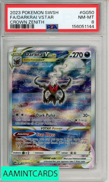 2023 POKEMON SWORD AND SHIELD CROWN ZENITH FA DARKRAI VSTAR #GG50 PSA 8 156051144