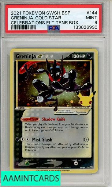 2021 POKEMON SWSH BSP GRENINJA-GOLD STAR #144 CELEBRATIONS ELT TRNR BOX PSA 9 133826990