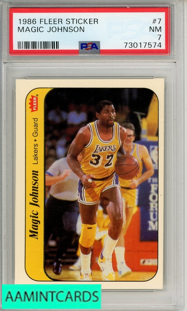 1986 FLEER STICKER MAGIC JOHNSON #7 PSA 7 NM 73017574