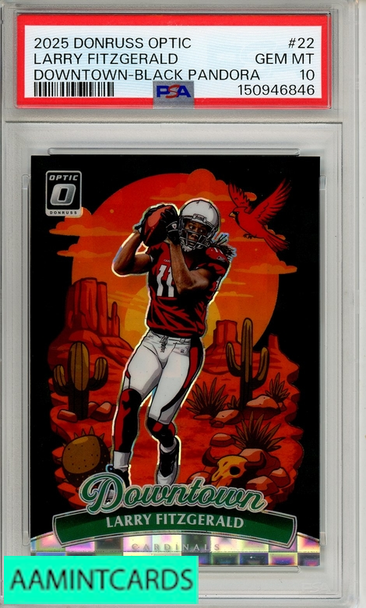 2025 PANINI DONRUSS OPTIC DOWNTOWN LARRY FITZGERALD #22 BLACK PANDORA PSA 10 150946846