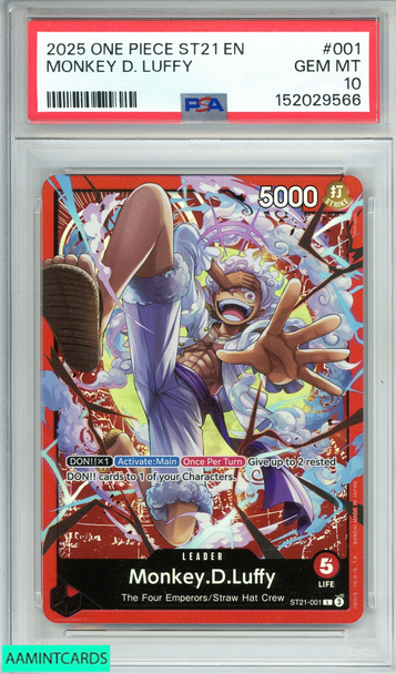2025 ONE PIECE STARTER DECK ST21-EX GEAR 5 MONKEY D  LUFFY #001 PSA 10 GEM MT 152029566