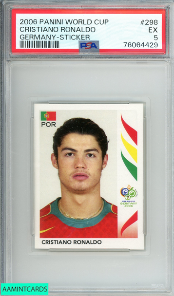 2006 PANINI WORLD CUP CRISTIANO RONALDO #298 GERMANY-STICKER RC PSA 5 EX 76064429