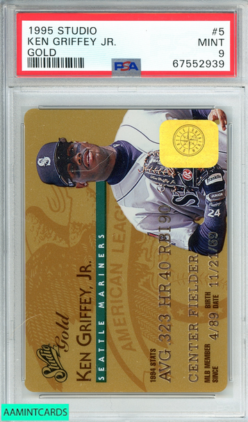 1995 STUDIO KEN GRIFFEY JR  #5 GOLD SEATTLE MARINERS HOF PSA 9 MINT 67552939
