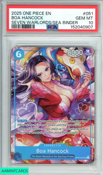 2025 ONE PIECE SEVEN WARLORDS OF THE SEA BINDER SET BOA HANCOCK #051 PSA 10 GEM MT 152040907