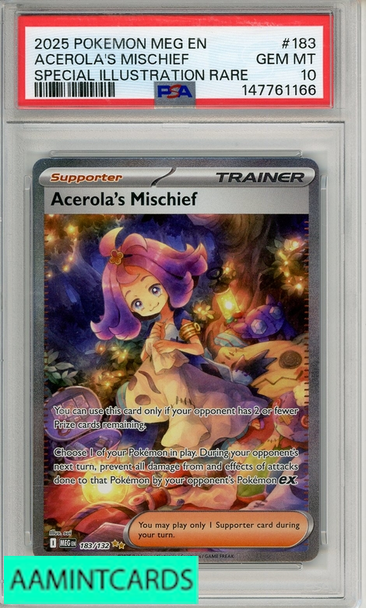 2025 POKEMON MEG EN-MEGA EVOLUTION ACEROLA S MISCHIEF #183 SIR RARE PSA 10 147761166