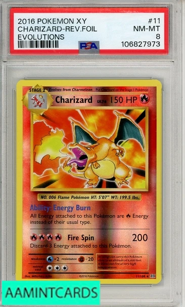 2016 POKEMON XY EVOLUTIONS CHARIZARD-REV FOIL #11 EVOLUTIONS PSA 8 NM-MT 106827973