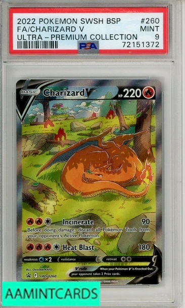 2022 POKEMON SWSH BLACK STAR PROMO FA CHARIZARD V #260 UPC PSA 9 MINT 72151372