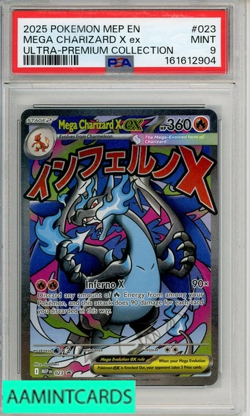 2025 POKEMON MEP EN-ME BLACK STAR PROMO MEGA CHARIZARD X EX #023 UPC PSA 9 161612904