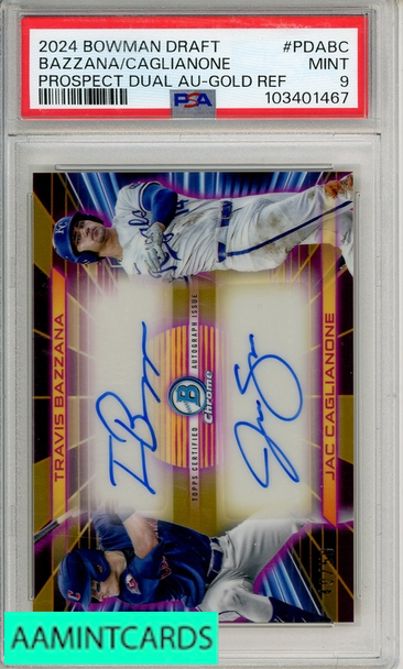 2024 BOWMAN DRAFT PROSPECT DUAL AUTOS BAZZANA CAGLIANONE #PDABC GOLD PSA 9 103401467