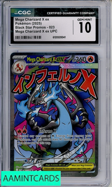 2025 POKEMON BSP MEGA CHARIZARD X EX #023  MEGA CHARIZARD X EX CGC 10 6120520041