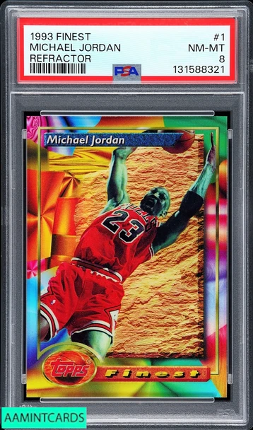 1993 FINEST MICHAEL JORDAN #1 REFRACTOR BULLS HOF PSA 8 NM-MT 131588321