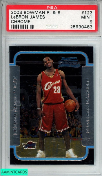 2003 BOWMAN ROOKIES AND STARS LEBRON JAMES #123 CHROME RC PSA 9 MINT 25930483
