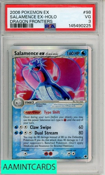 2006 POKEMON EX DRAGON FRONTIERS SALAMENCE EX-HOLO #98 PSA 3 VG 145490225