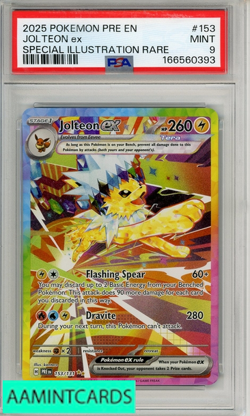 2025 POKEMON PRE EN-PRISMATIC EVOLUTIONS JOLTEON EX #153 SIR PSA 9 MINT 166560393