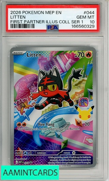 2026 POKEMON MEP EN-ME BSP LITTEN #044 FIRST PARTNER ILLUS COLL SER 1 PSA 10 166560329
