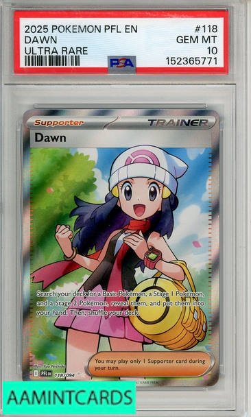 2025 POKEMON PFL EN-PHANTASMAL FLAMES DAWN #118 ULTRA RARE PSA 10 GEM MT 152365771