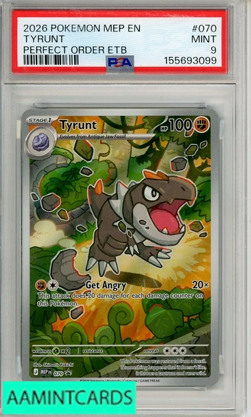 2026 POKEMON MEP EN-ME BLACK STAR PROMO TYRUNT #070 PERFECT ORDER ETB PSA 9 155693099