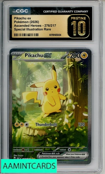 2026 POKEMON ASCENDED HEROES PIKACHU EX #276 SIR CGC 10 PRISTINE 6178165024