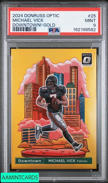 2024 PANINI DONRUSS OPTIC DOWNTOWN! MICHAEL VICK #25 GOLD 1 OF 10 PSA 9 MINT 162198582