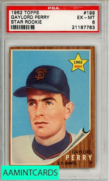 1962 TOPPS GAYLORD PERRY #199 STAR ROOKIE PSA 6 EX-MT 21187783