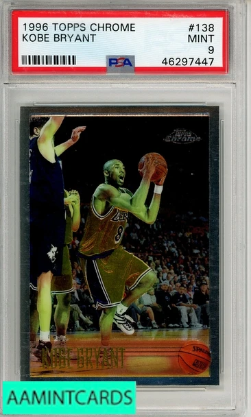 1996 TOPPS CHROME KOBE BRYANT #138 PSA 9 MINT RC 46297447