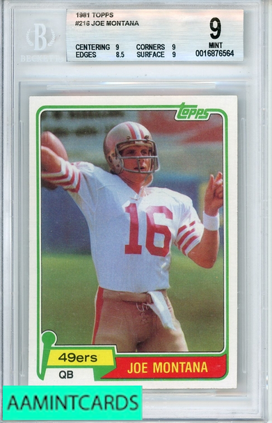 1981 TOPPS JOE MONTANA #216 BGS 9 RC 0016876564