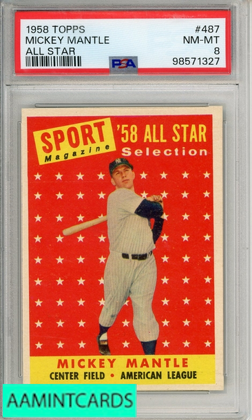 1958 TOPPS MICKEY MANTLE #487 ALL STAR PSA 8 NM-MT 98571327