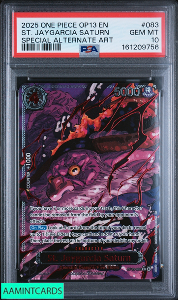 2025 ONE PIECE OP13 ST JAYGARCIA SATURN #083 SPECIAL ALT ART PSA 10 161209756