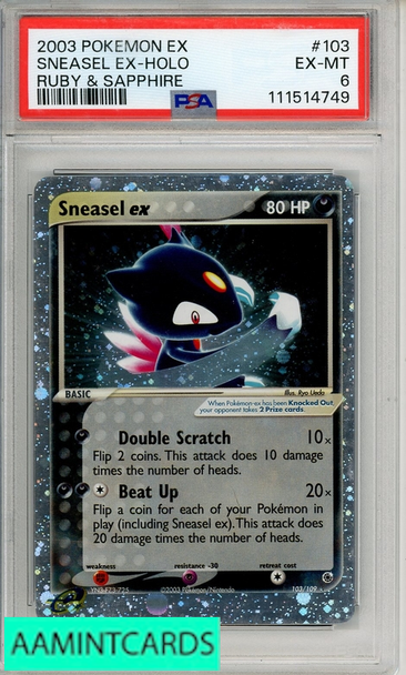 2003 POKEMON EX RUBY SAPPHIRE SNEASEL EX-HOLO #103 PSA 6 EX-MT 111514749