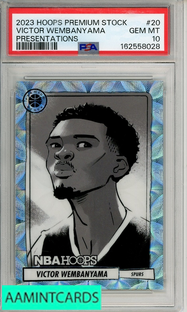2023 PANINI HOOPS PREMIUM STOCK PRESENTATIONS VICTOR WEMBANYAMA #20 PSA 10 RC 162558028